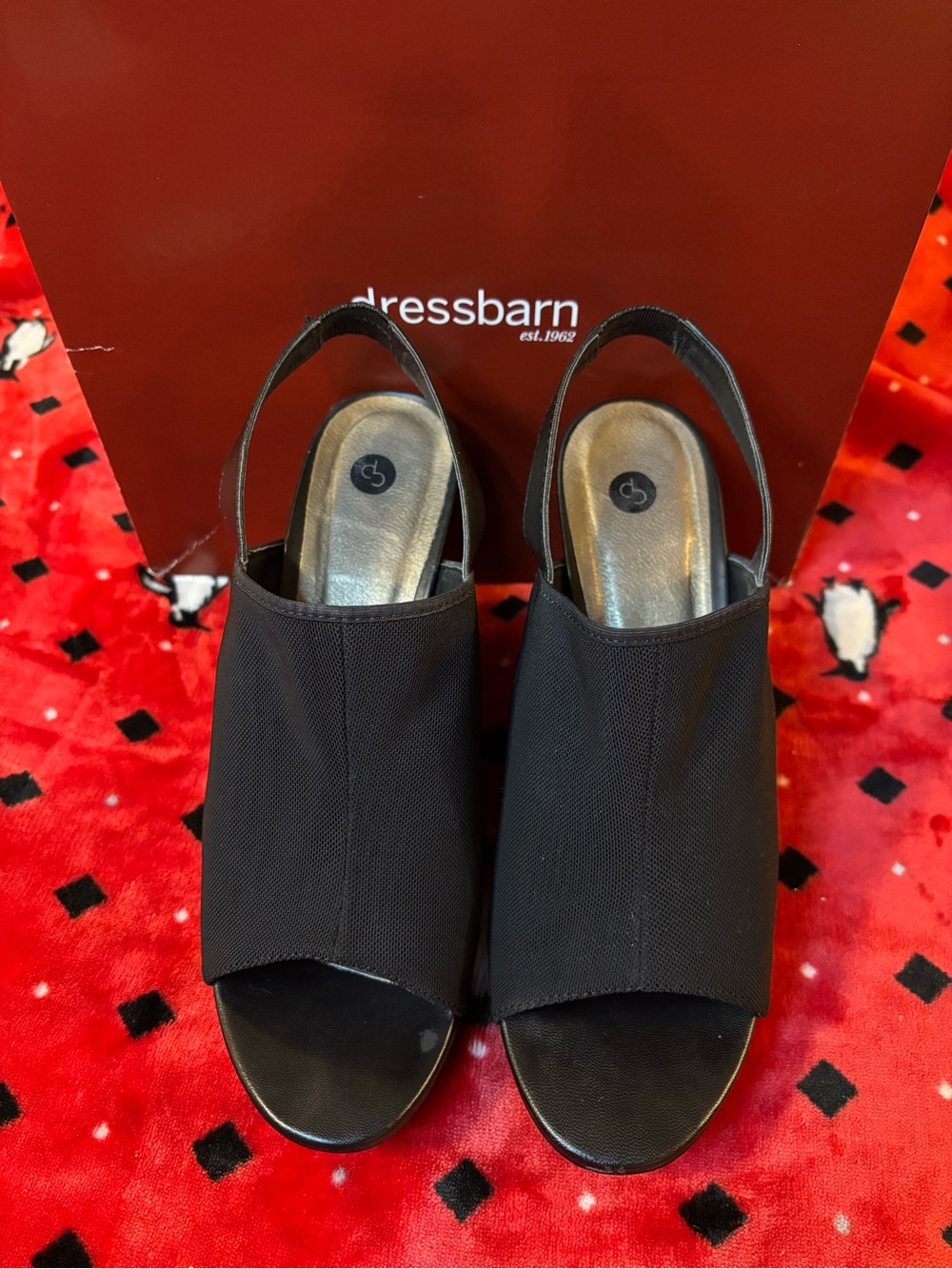 dressbarn Black Open-Toe Slingback Mules